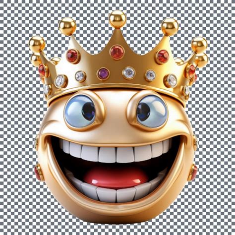 Emoji En Or De Dessin Animé Avec Une Couronne Isolée Sur Un Fond