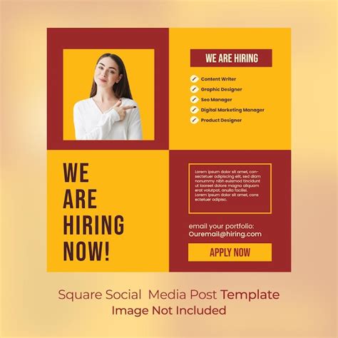 Premium Vector We Are Hiring Flyer For A Social Media Post Template