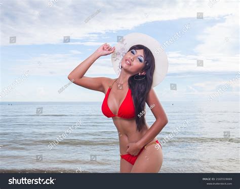 Sexy Asian Red Bikini Female Lady Stock Photo 2165519069 Shutterstock