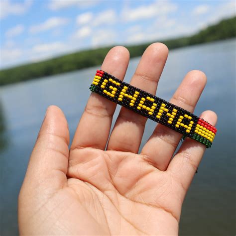 Ghana Flag Self Tie Bracelet Ghana Flag Adjustable Beaded Etsy