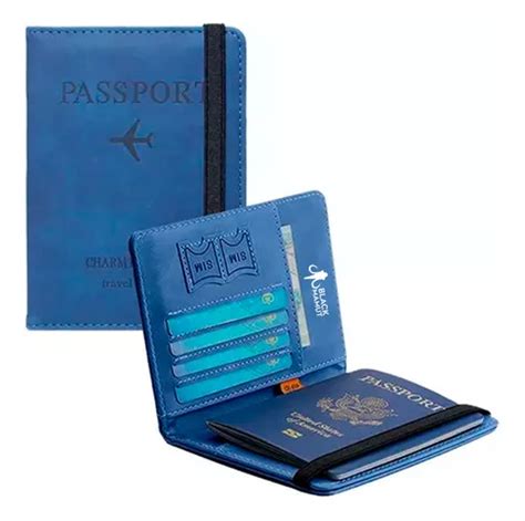 Porta Pasaporte Documentos Funda Protectora Viaje Con Rfid Color Azul