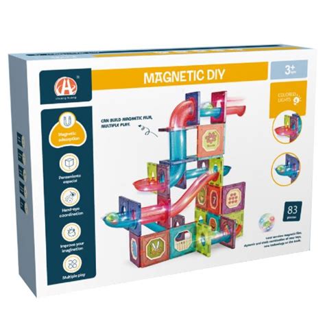 MAGNETIC DIY Магнитен конструктор с 6 светещи топчета 83ч. | ХИПОЛЕНД