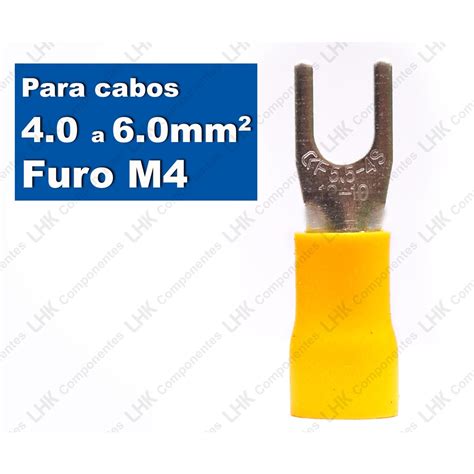 Terminal Forquilha Garfo Pre Isolado SV5 5 4 Cabos De 4mm A 6mm Furo