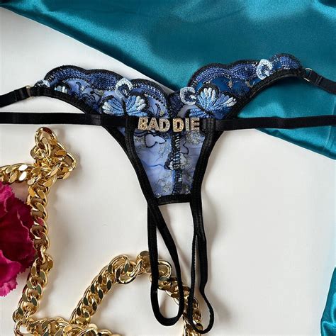 Tanga Personalizado De Mariposa Bordada Para Mujer Cadena Sexy