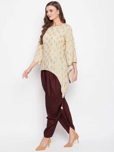 Printed Asymmetrical Kurta And Dhoti Pants Set धोती पतलून Sanil Creations Private Limited New