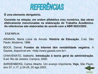 A Elaboração Correta Das Referências De Um Trabalho Acadêmico - Estrutura trabalho academico | PPT