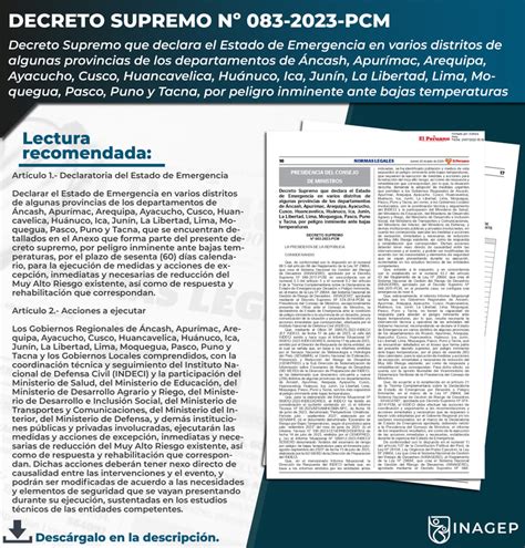 Decreto Supremo Que Declara El Estado De Emergencia En Varios Distritos