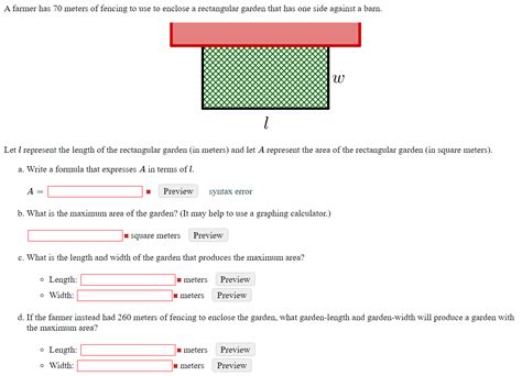 Solved Let L Represent The Length Of The Rectangular Garden Chegg