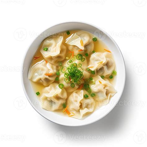 AI Generated Wonton Soup Closeup Isolated On White Background 39026597