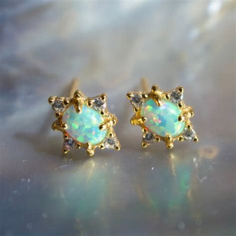 Fire Opal Star Earrings Etsy