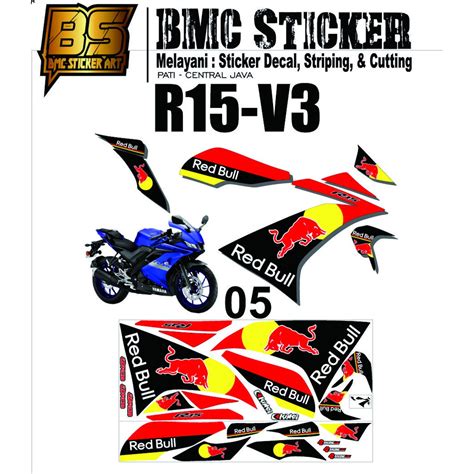 Jual Sticker Variasi Striping Yamaha R V Vva Desain Red Bull