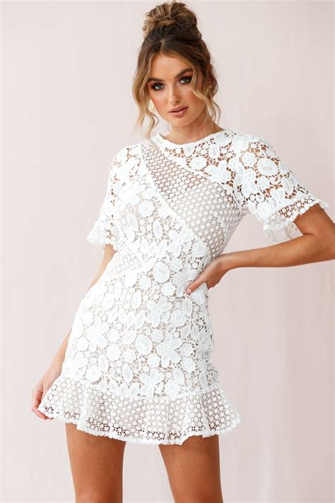 Shop The Reinhart Short Sleeve Crochet Lace Dress White Selfie Leslie