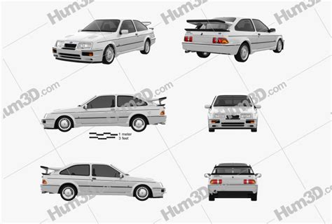 Ford Sierra Cosworth Rs500 1986 Blueprint Template 3dmodels