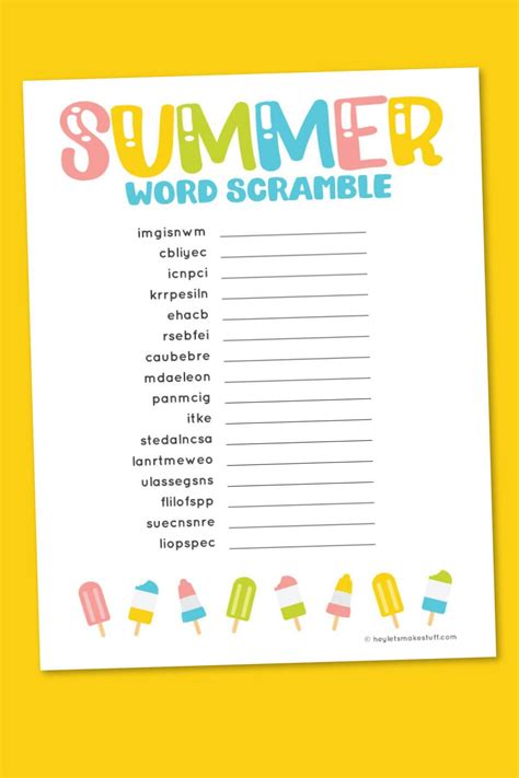 Summer Word Scramble Printable Puzzles 47 OFF