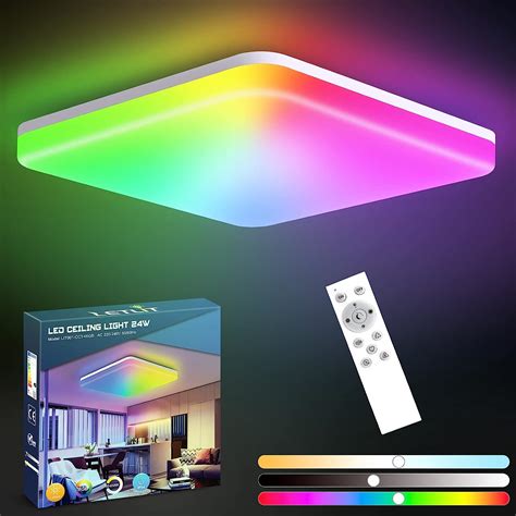 Plafonnier LED RGB Letlit Plafonnier Dimmable avec Télécommande 24W