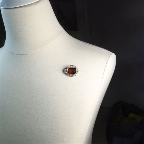 Antique Citrine Diamond Brooch 1880s Victorian 1055ct Tw Vintage