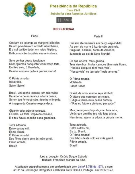 Hino Nacional Brasileiro Para Baixar Em Pdf Letra Cifra Partitura E