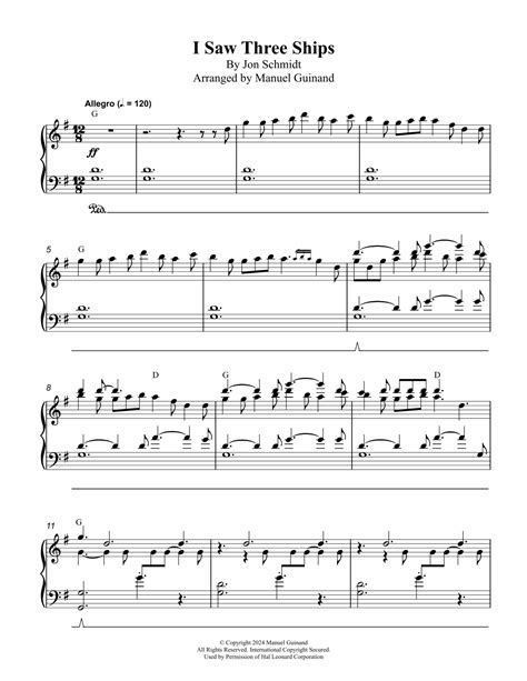 I Saw Three Ships Arr Manuel Guinand By The Piano Guys Sheet Music For Piano Solo At Sheet