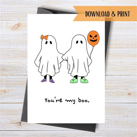 Youre My Boo Card Printable Halloween Lovers Card Etsy