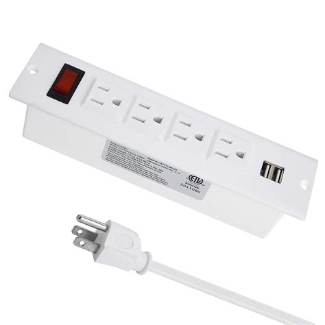 VILONG Recessed Power Strip With USB Black Desktop Power Grommet 1440