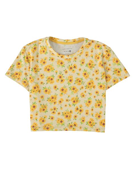 Riachuelo Camiseta Cropped Juvenil Manga Curta Girassol Amarelo Claro