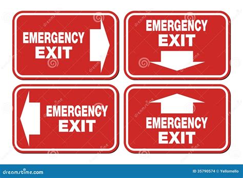 Emergency Exit Signs - Red Sign Stock Images - Image: 35790574