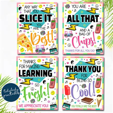 80s 90s Theme Teacher Appreciation Week Printable Party Set — Tidylady Printables