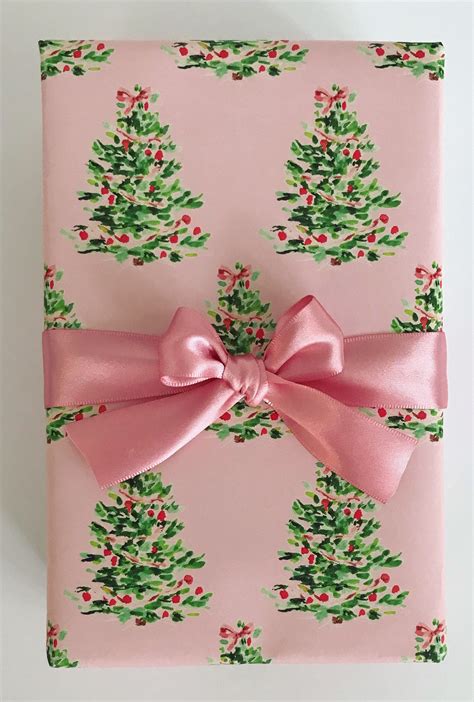 Wrapping Paper Oh Christmas Tree Pink Gift Wrap Birthday Etsy