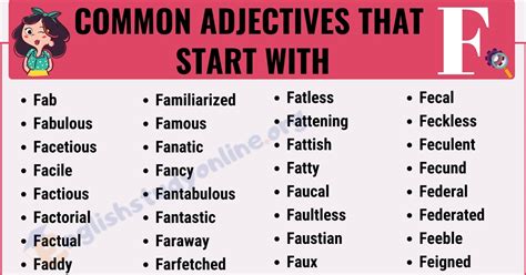 Adjectives That Start With F With Interesting Examples English