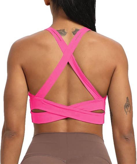 Aoxjox Women S Workout Sports Bras Fitness Backless Padded Trainning