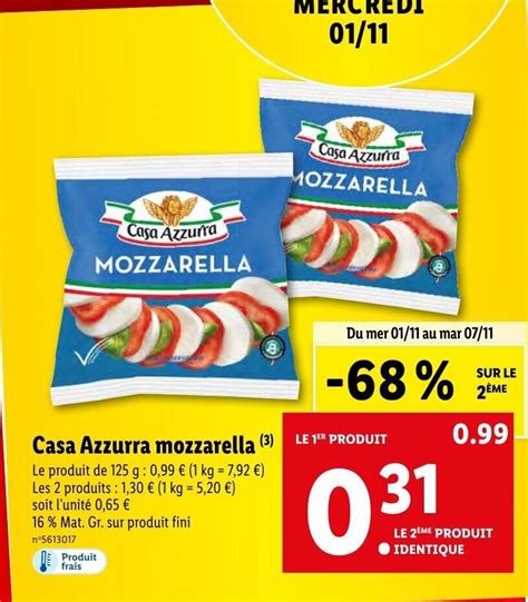 Promo Casa Azzurra Mozzarella Chez Lidl