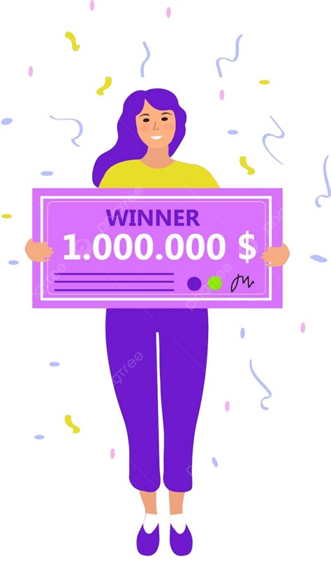 Lottery Winner With Big Check Modern Flat Illustration Vector, Cartoon