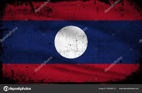 New Abstract Laos Flag Background Vector Grunge Stroke Style Laos Stock