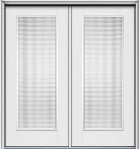 Cross Reed Full Lite Modern Belleville Smooth Fiberglass Double Door