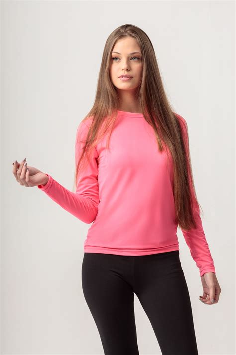 Camisa T Rmica Segunda Pele Prote O Uv Feminina Rosa Neon