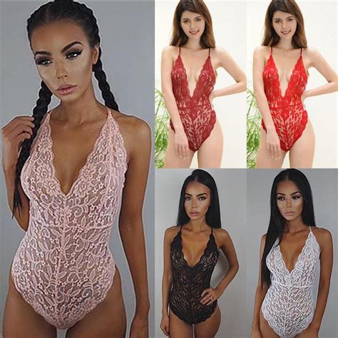 Women Sexy See Through Lace Teddy Lingerie One Piece Babydoll Mini