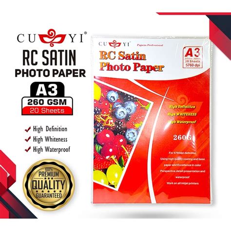 A3 Size Photo Paper CUYI QUAFF RC Satin RC High Glossy Tree