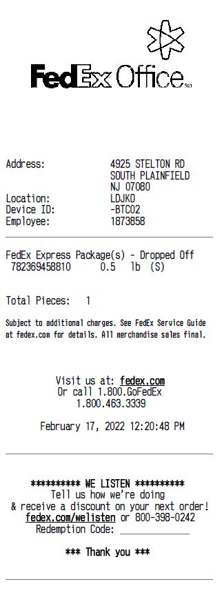 FedEx Office Receipt Template 1