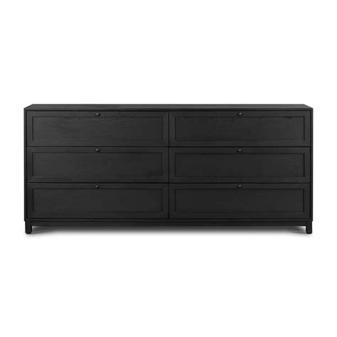 Millie Drawer Dresser Drifted Matte Black Veneer Four Hands