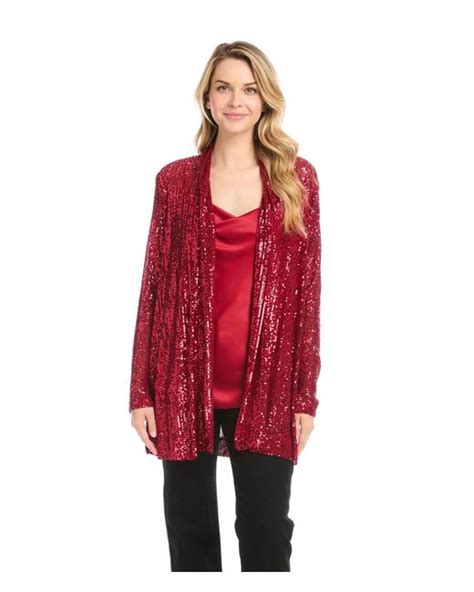 Karen Kane Sequin Duster In Red Lyst