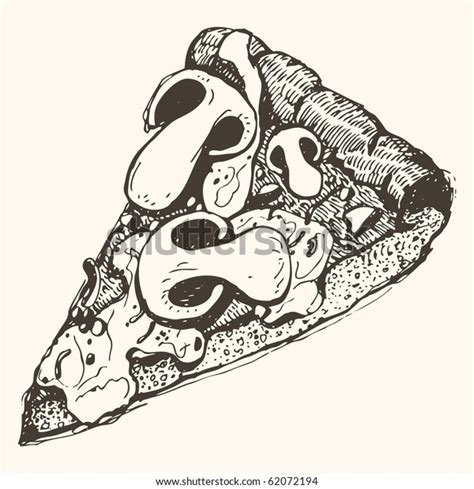 Pizza Slice Drawing Stock Vector (Royalty Free) 62072194