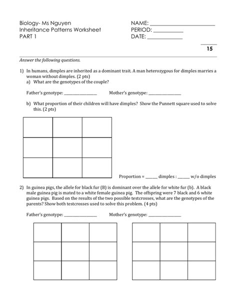 Complex Inheritance Patterns Worksheet