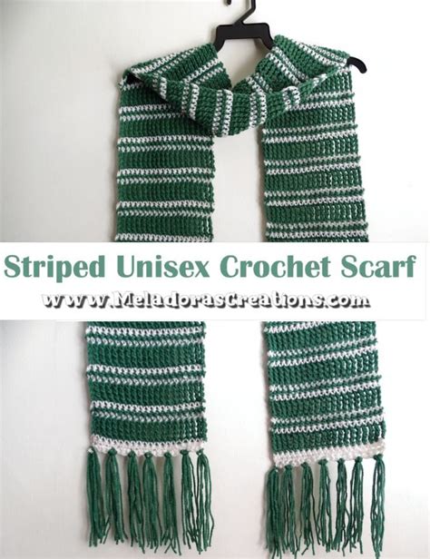 Striped Crochet Scarf Unisex Free Crochet Pattern Scarf Crochet