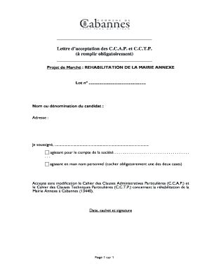 Fillable Online Lettre Dacceptation Des C Fax Email Print Pdffiller