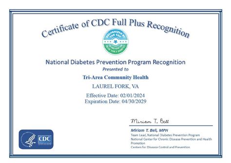 Tri Area Community Health Receives Recognition From Cdc National