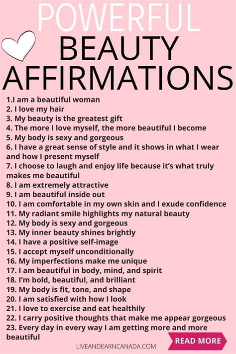 Beauty Affirmations For Self Assurance And Self Confidence Healing