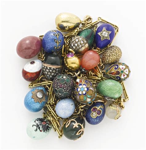 Miniature Russian Easter Egg Pendants Circa Gem Set Gold