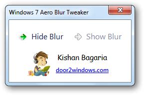 Windows 7 Aero Blur Tweaker : Hide/Show Aero Blur in Windows 7