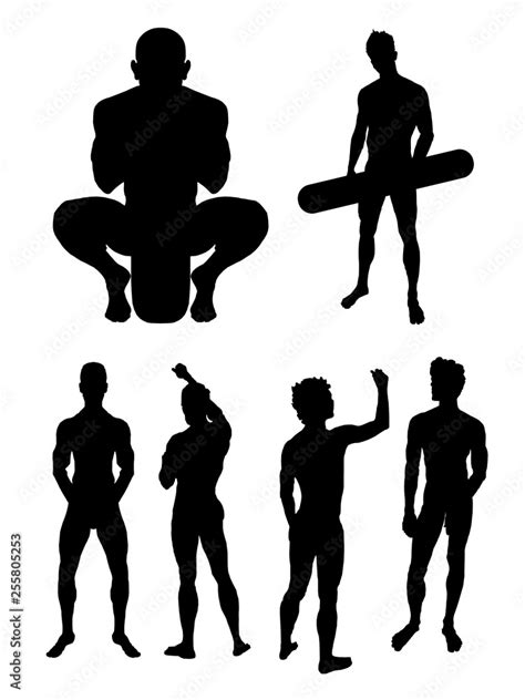 Naked Men Black Silhouettes 1 Stock Vector Adobe Stock