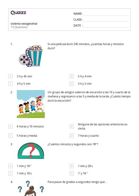 50 Tiempo A Cuarto De Hora Hojas De Trabajo Para Grado 5 En Quizizz Gratis E Imprimible
